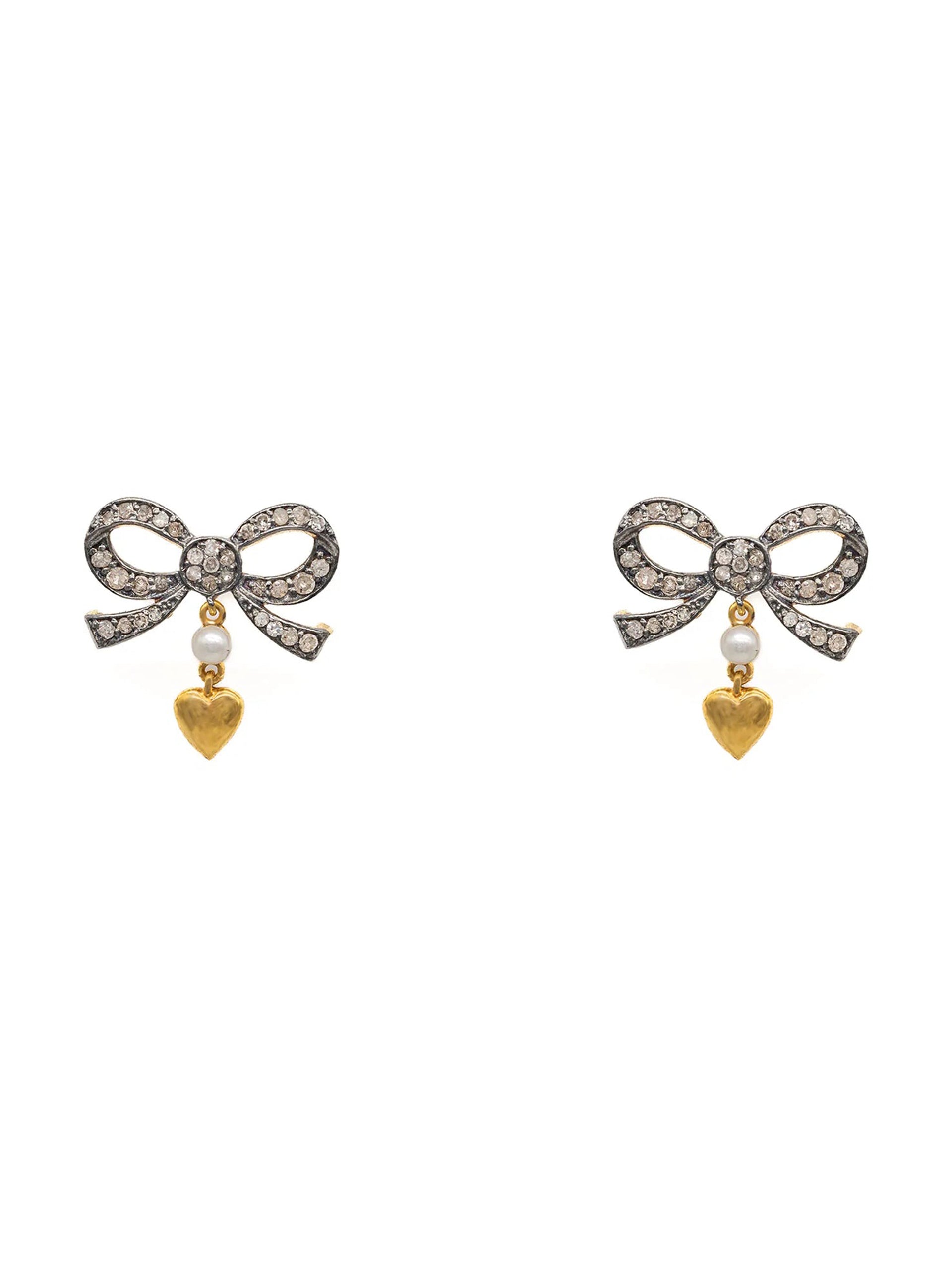 Elizabeth diamond bow earrings - Collagerie.com