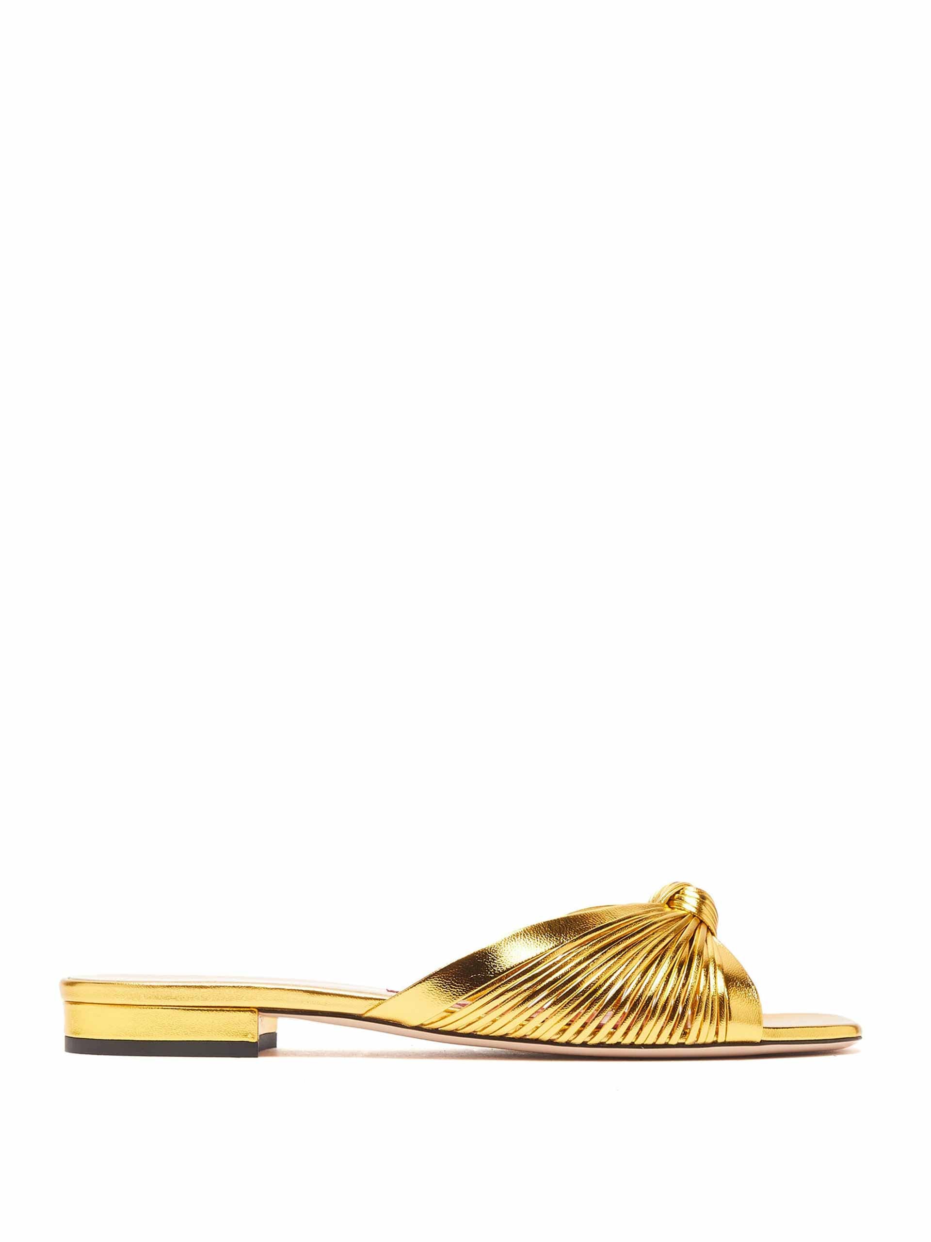 Gold leather slides | Collagerie.com