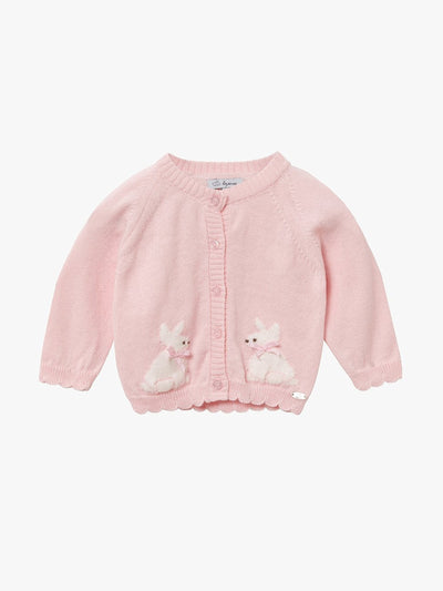 Trotters Little Bunny pink cotton cardigan at Collagerie