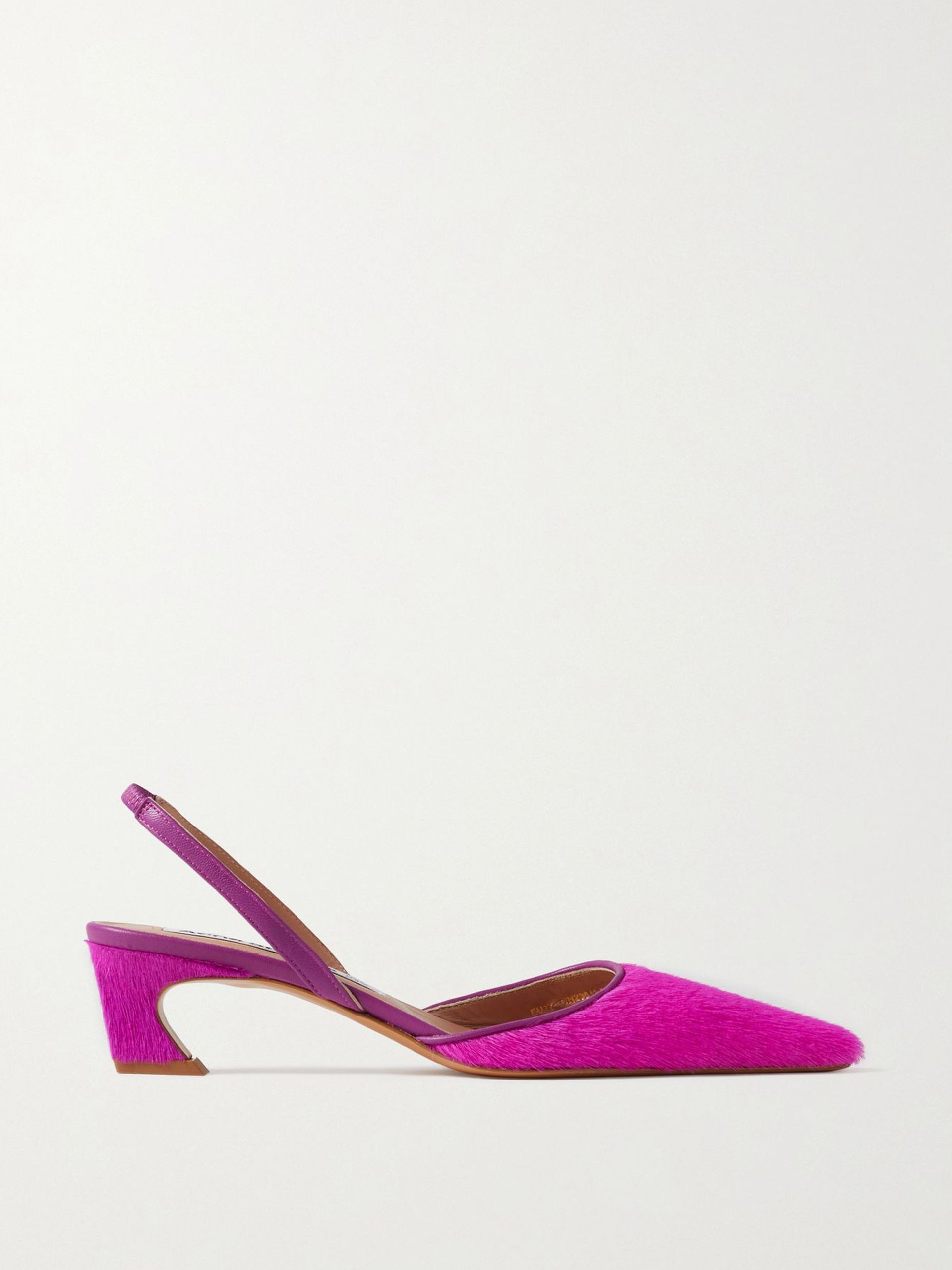 Bright pink calf-hair slingback pumps - Collagerie