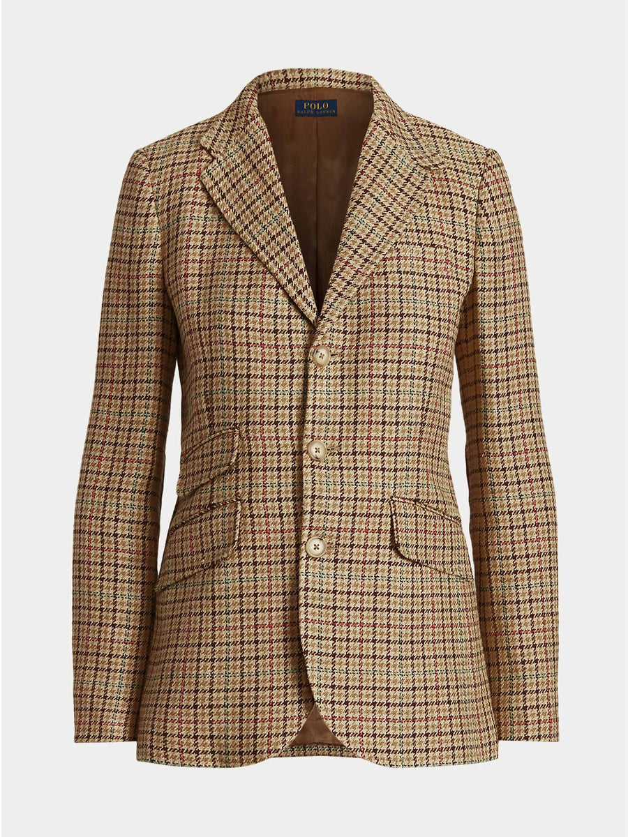 Suede-trim houndstooth blazer – Collagerie