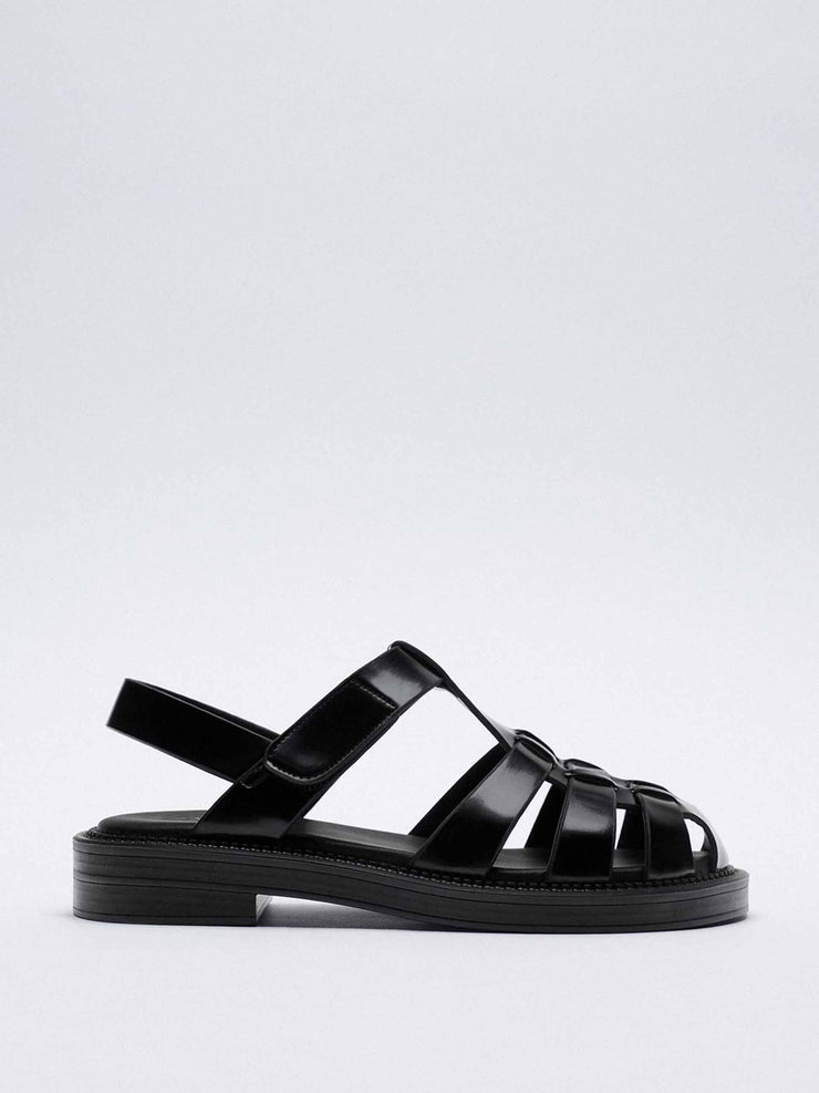 zara flat cage sandals