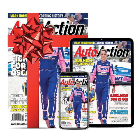 Auto Action print and digital magazine images with gift bow