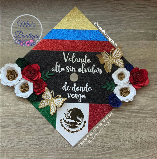 Floral Embroidered Graduation Cap Topper | Graduation Cap Decoration Topper  | Graduation Gift | Embroidery | Flower Cap Topper | Hand painted Cap