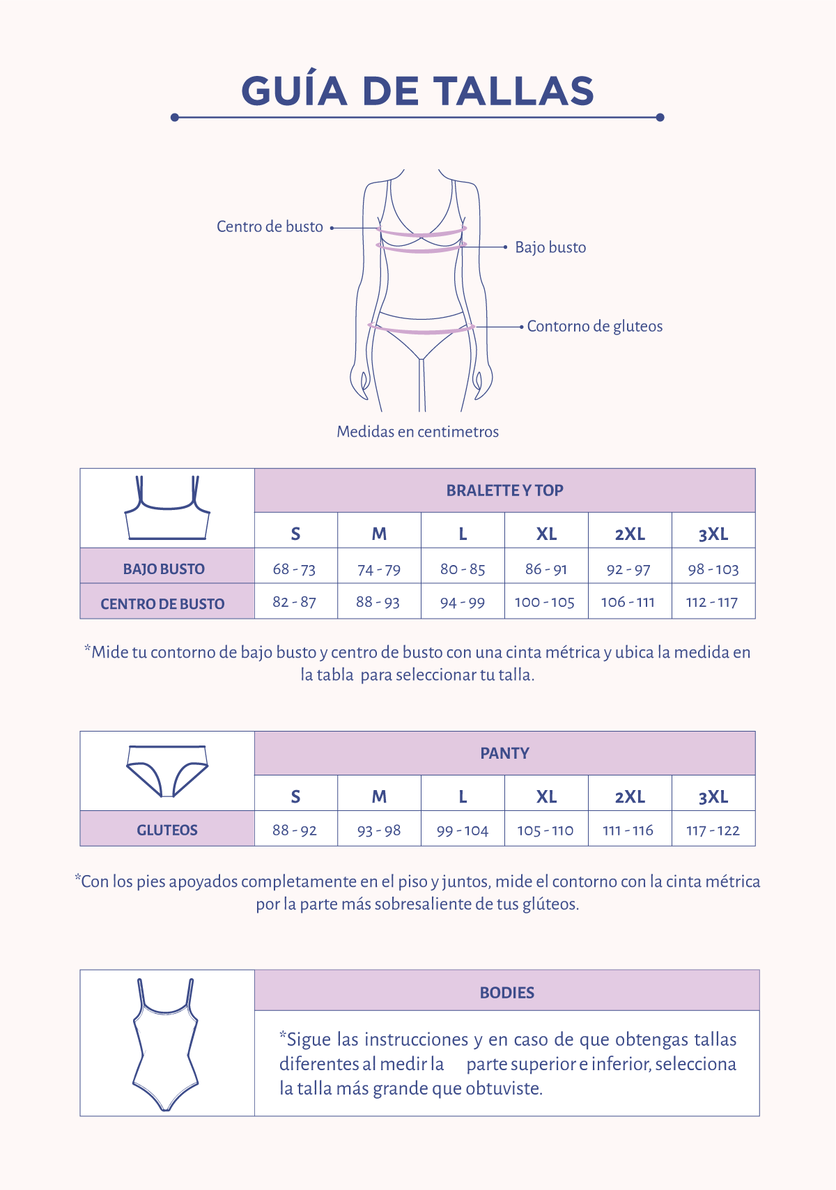 de tallas – VAIN - Ropa Interior Femenina