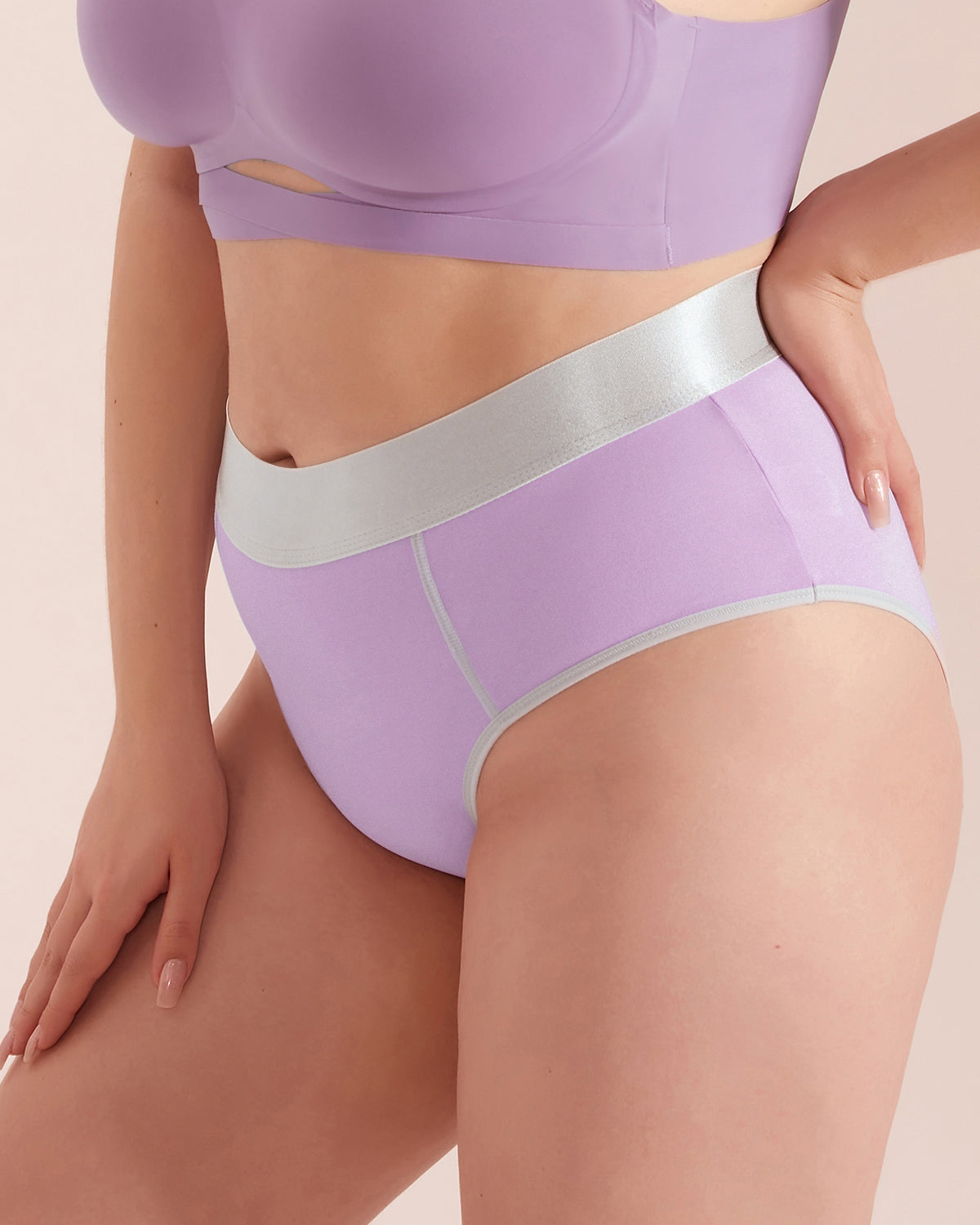 Ropa interior de costura de algodón de cintura alta para mujer