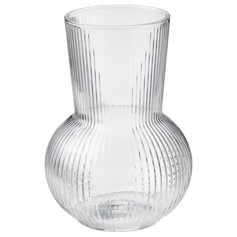 A clear glass vase.