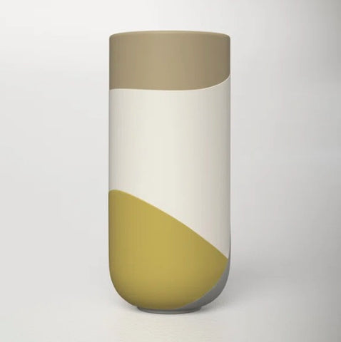 A vibrant ceramic vase with a unique design.