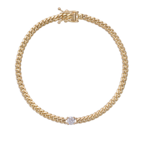 Vale Jewelry Marnie Curb Chain Bracelet with Round Diamond