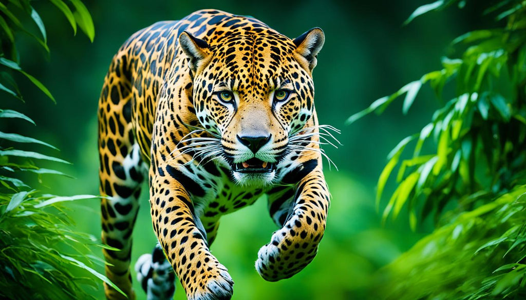 jaguar running in jungle