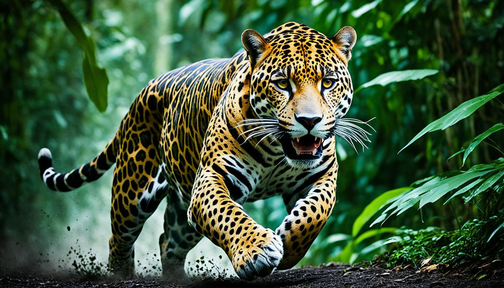 jaguar running in the forest