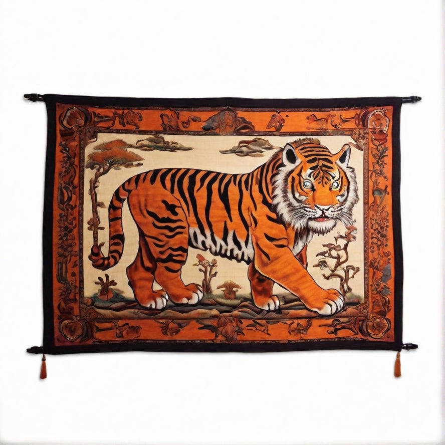Tibetan Tiger Rug wall hanging in Living Room