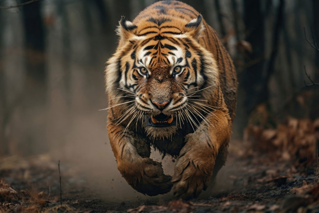 tiger running in the wild