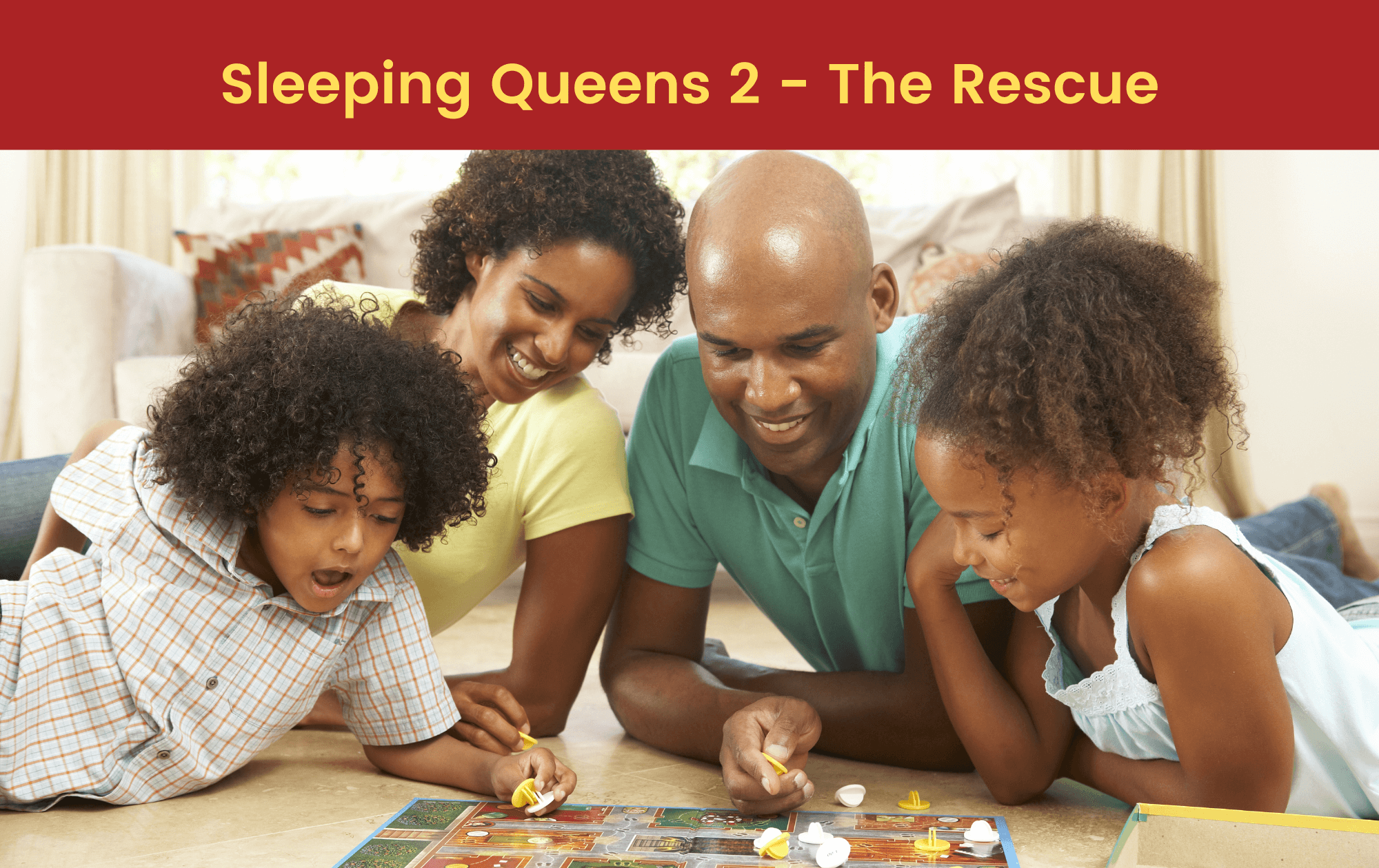 Family smiling and playing Sleeping Queens 2 Board Game, Toyworld Toy Kingdom Byron Bay Lismore