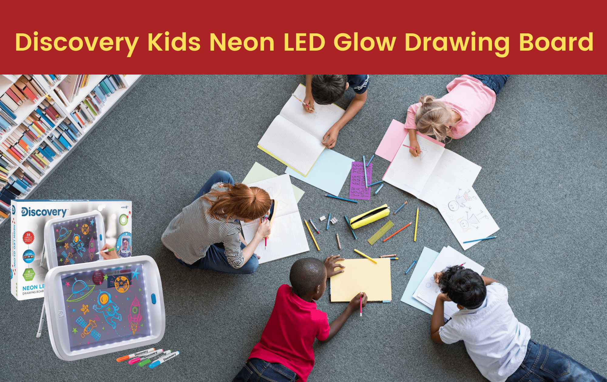 Children playing with neon drawing board together, Toyworld Toy kingdom Australia