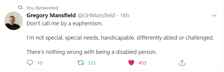 What is the politically correct term for special needs? It’s not new at all. Disabled. Disability. It’s ok to say the word.