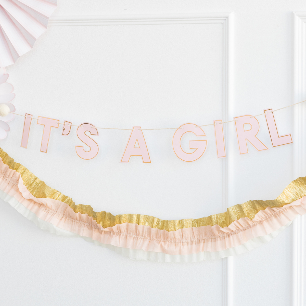 Gold Tissue Paper & Metallic Fringe Garland