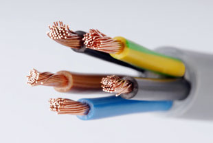 Closeup detail of bunch stranded cable