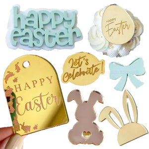 10 Pcs Easter Gold/Silver Acrylic Cupcake Toppers - Luv 2 Bake