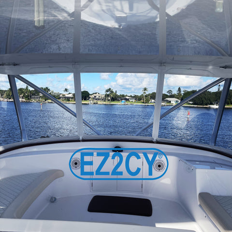 ez2cy logo on a boat enclosure picture