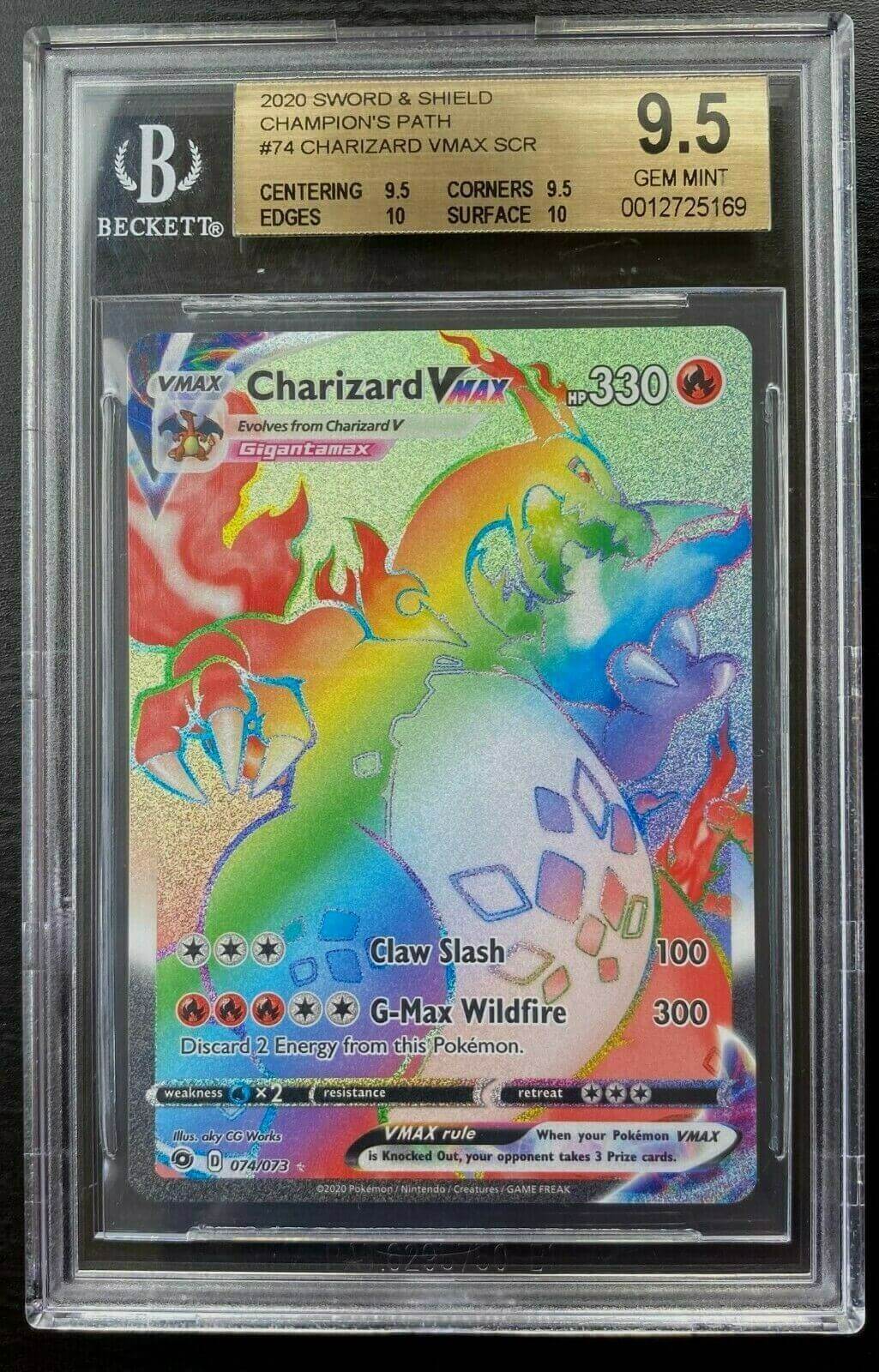 Pokemon Charizard VMAX Champions Path Full Art Secret Rainbow Rare 74/ ...