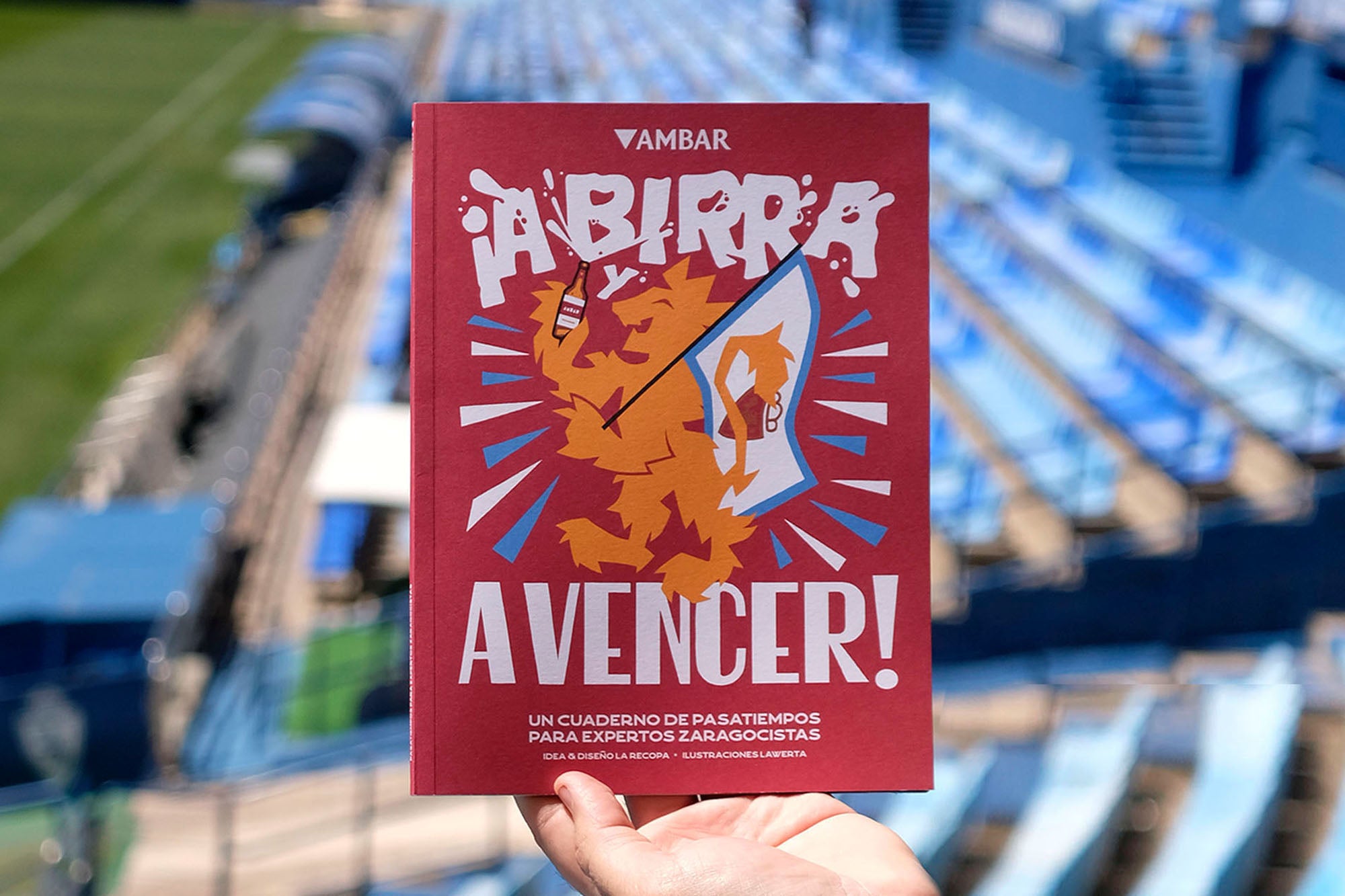 ¡A birra y a vencer! Cuaderno de pasatiempos Real Zaragoza × Ambar con ilustraciones de Lawerta