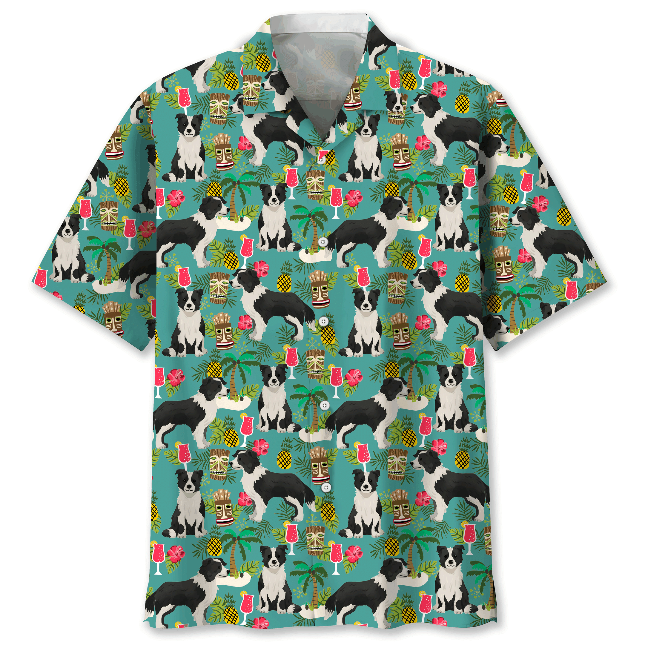 Border Collie Hawaii Unisex Print Aloha Short Sleeve Casual Shirt Ha57023