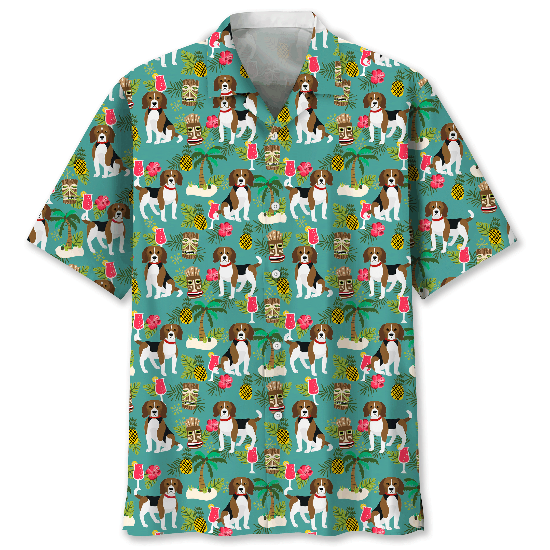 Beagle Hawaii Unisex Print Aloha Short Sleeve Casual Shirt Ha48372