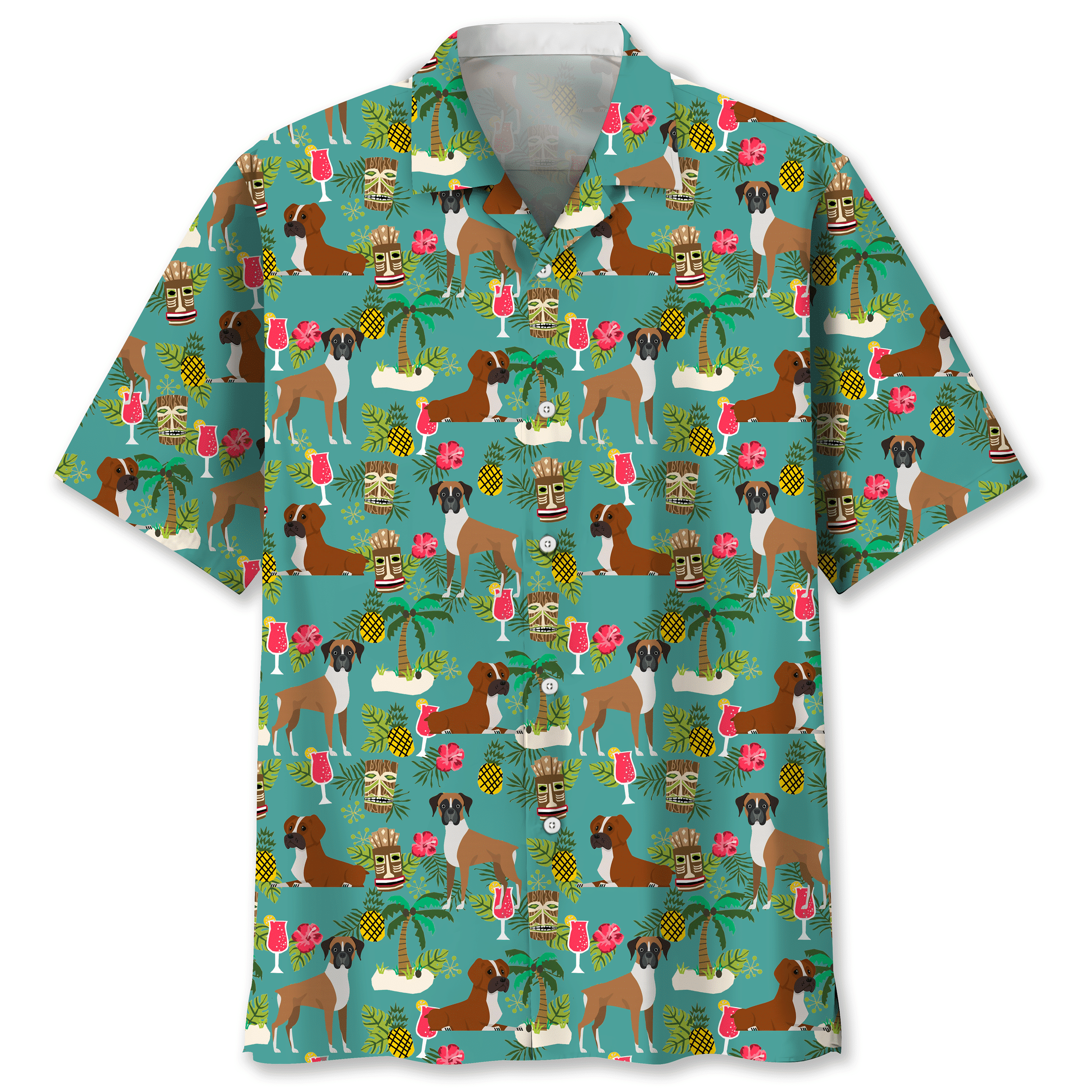 Boxer Hawaii Unisex Print Aloha Short Sleeve Casual Shirt Ha30652