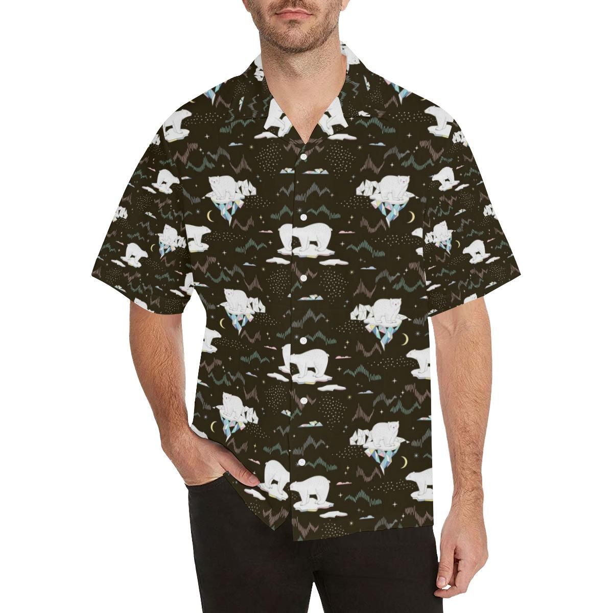 Polar Bear Pattern Background All Over Print Hawaii Aloha Shir Ha61778