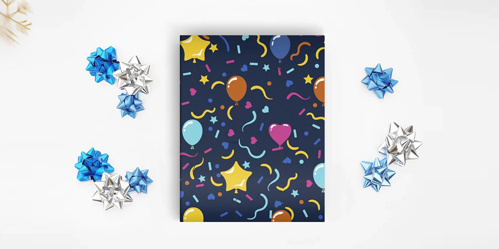 Birthday Confetti Balloons Printed Wrapping Paper