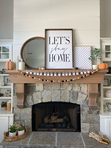 Living Room Mantle With Fall & Halloween Decor
