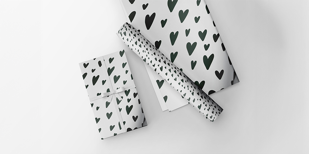 Black & White Hearts Wrapping Paper