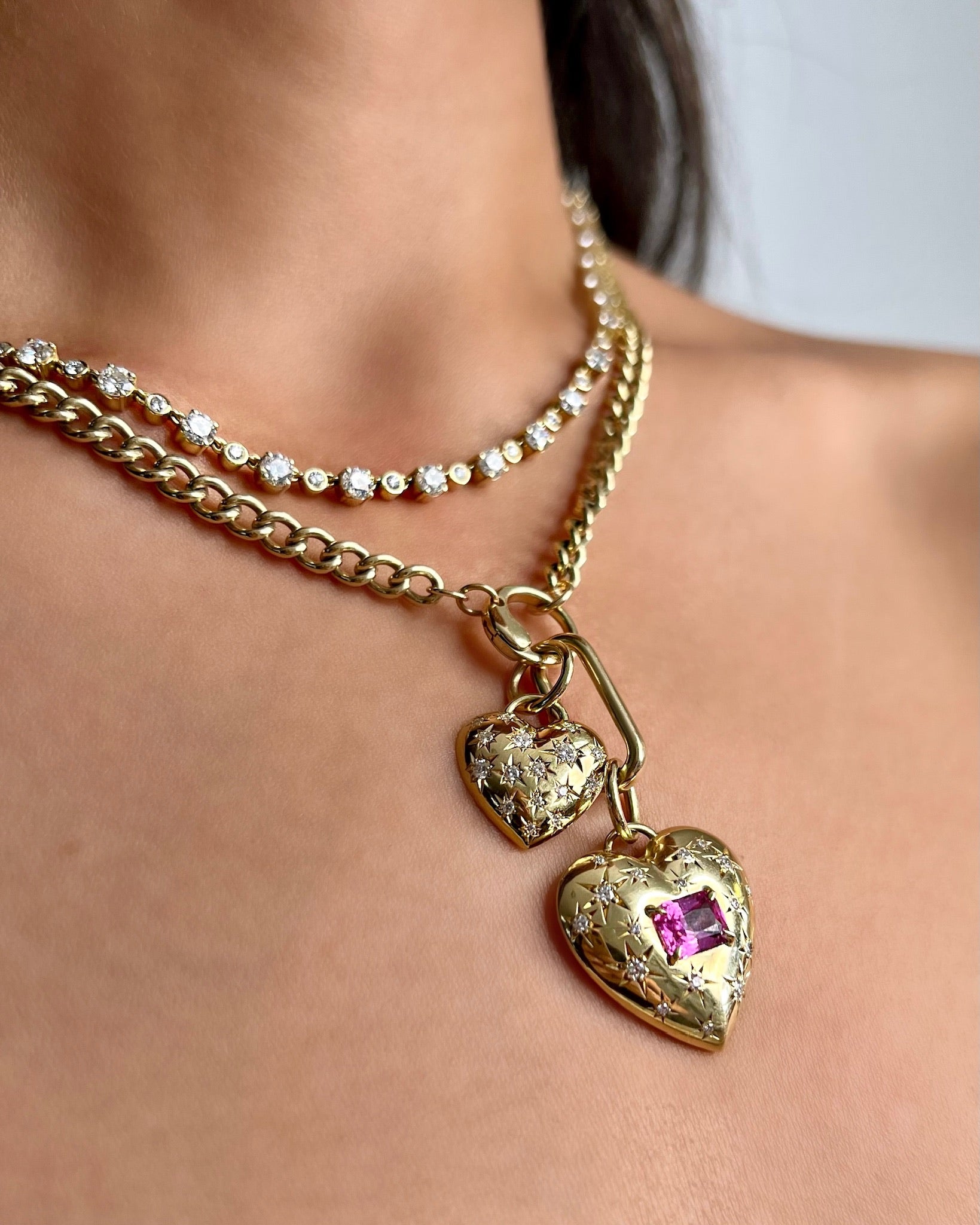 Forget-Me-Not Pink Sapphire and Diamond Pendant