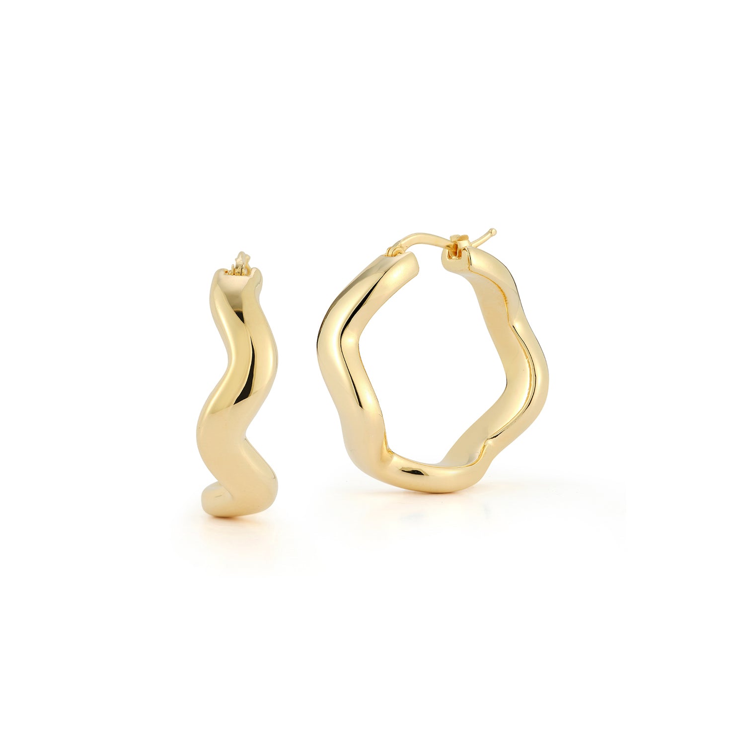 Anniversary Hollow Wave Hoops