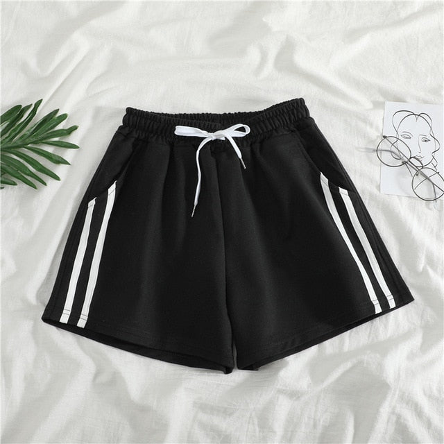 Women Shorts Summer Casual Solid Drawstring shorts high waist loose sh