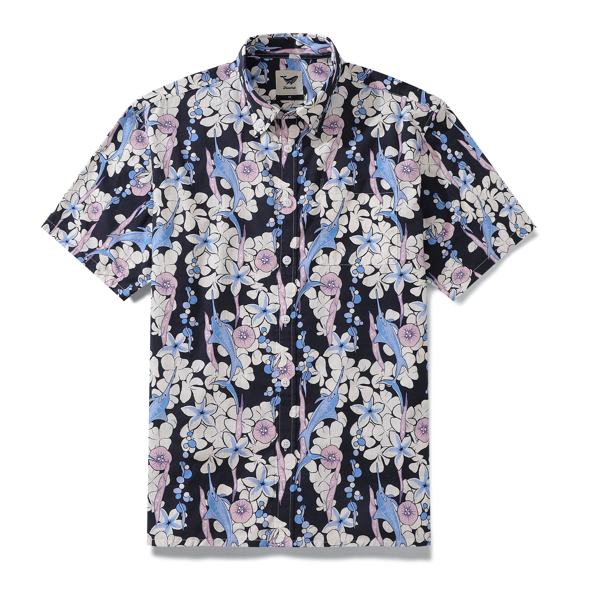 Men's Hawaiian Shirt Dance of the Tuna Print Cotton Button-down Short ...