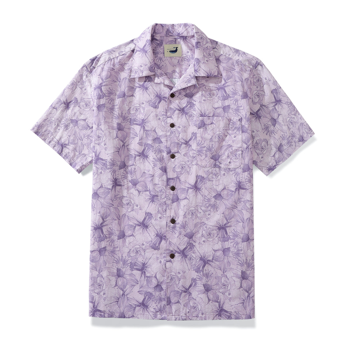 Daffodils Light Purple Golf Shirts Men's 100% Cotton Hawaiian Shirts C ...