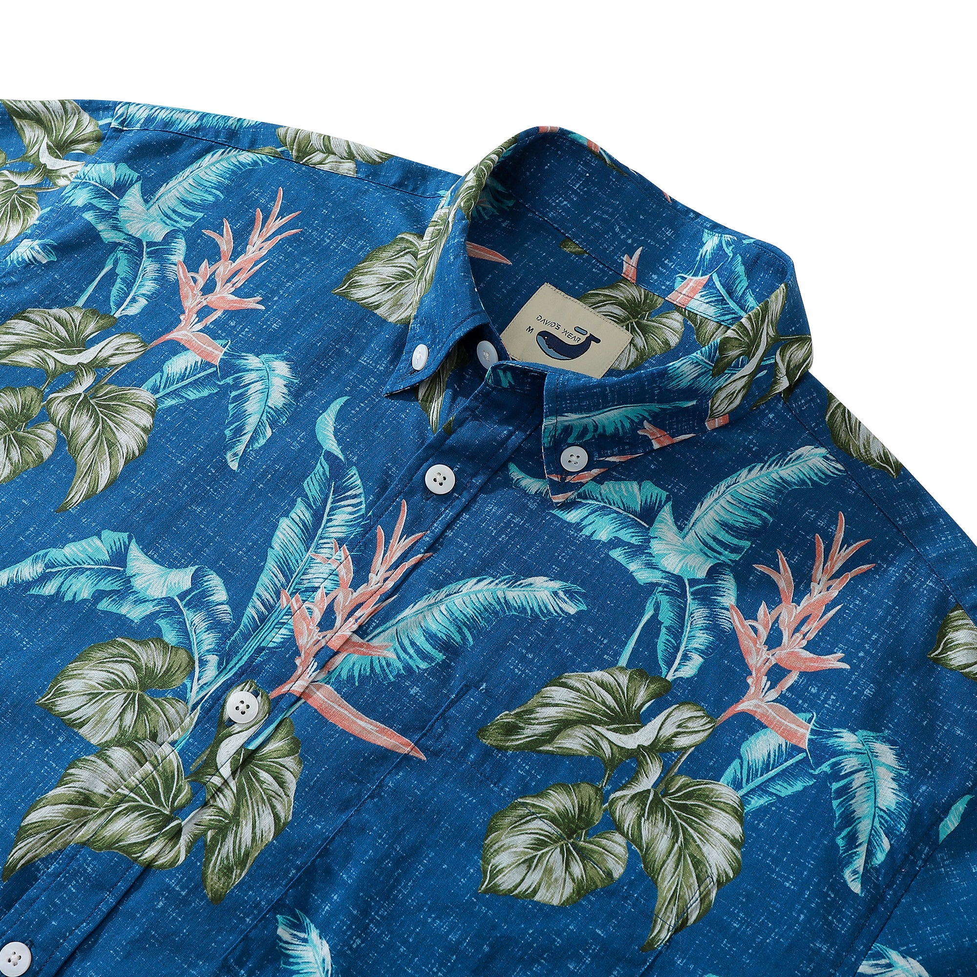 Hawaiian Shirt For Men Retro Floral Dark Blue Banana Leaf Tropical ...