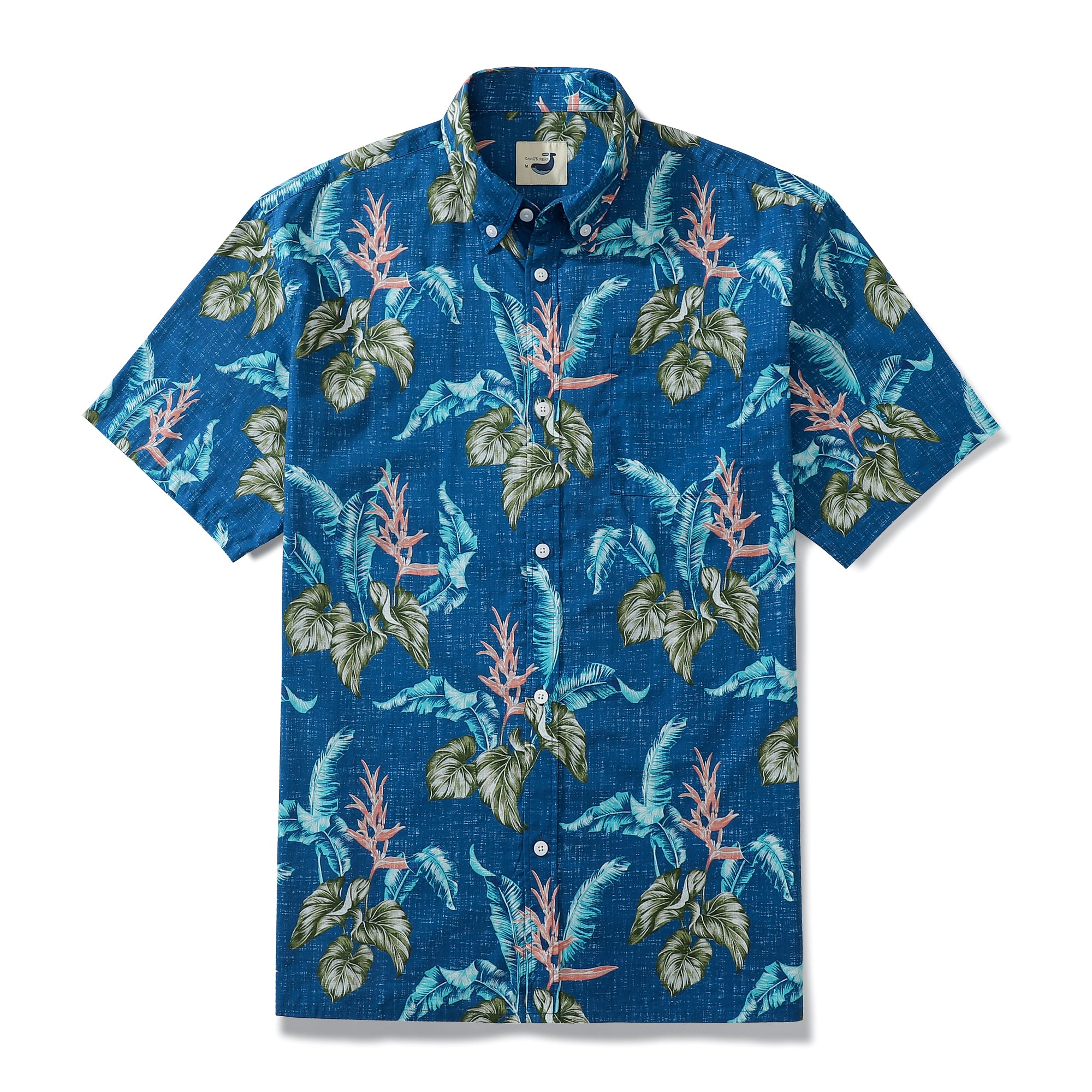 Hawaiian Shirt For Men Retro Floral Dark Blue Banana Leaf Tropical ...