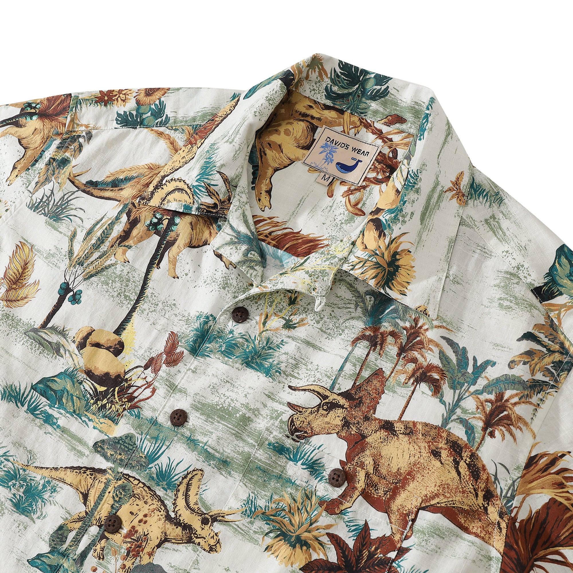 Men's Hawaiian Shirt Jurassic Park Dinosaur Camp Shirt Cotton Tropical ...