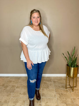 Back-Button Peplum Top