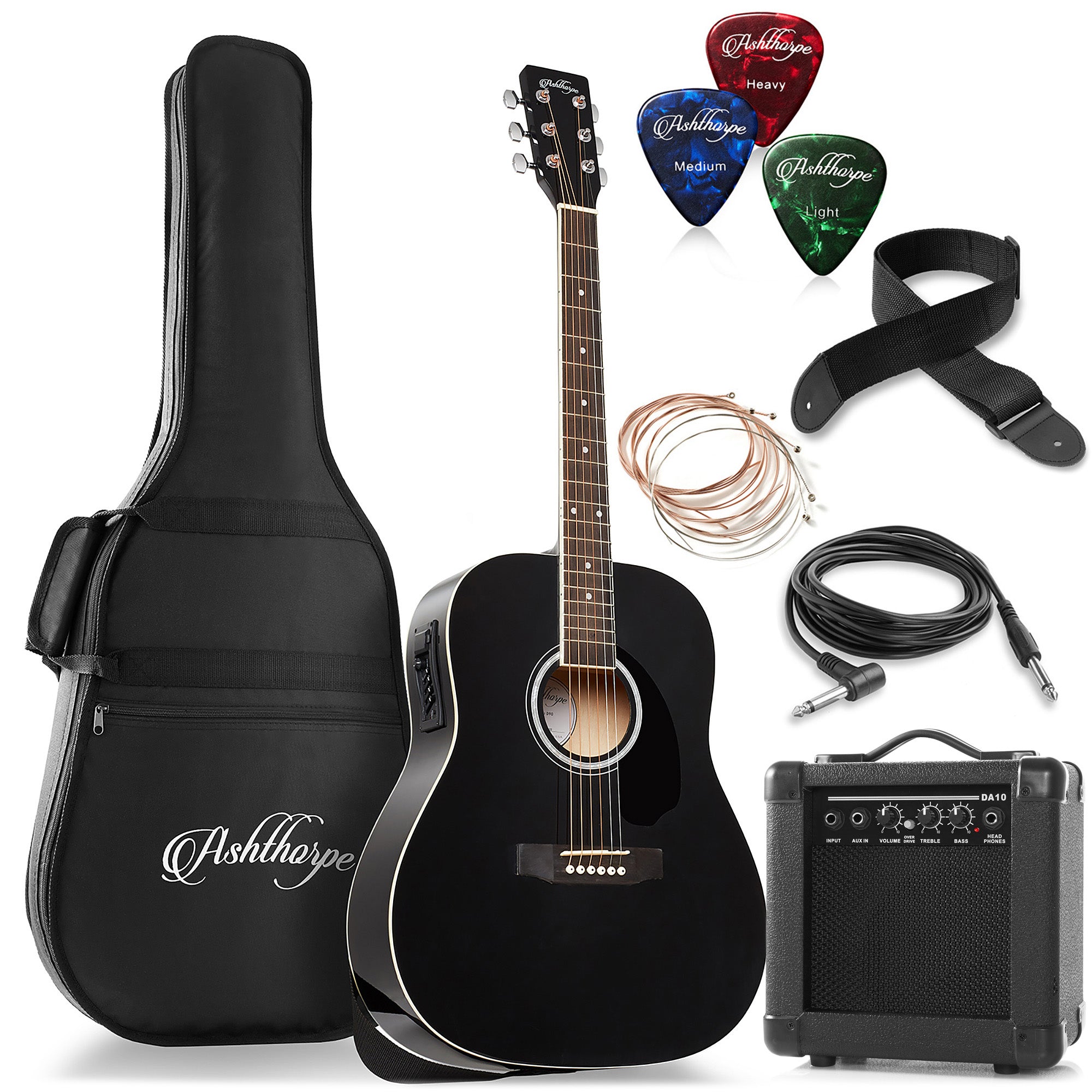 41-inch Dreadnought Acoustic-Electric Guitar with 10 Watt Amp - Ashthorpe.com product image