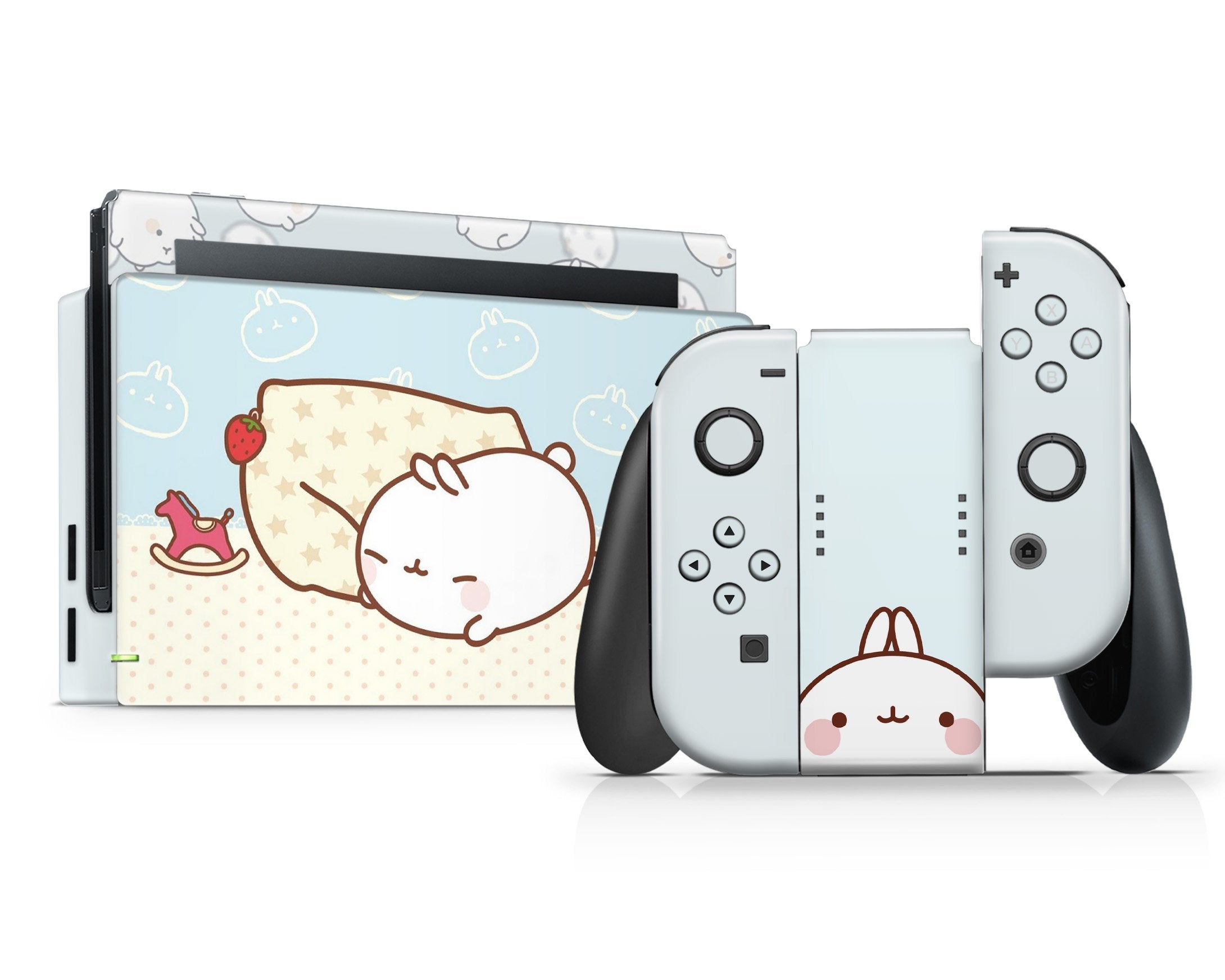 Blue Pastel Molang Bunny Rabbit Nintendo Switch Skin – Lux Skins Official