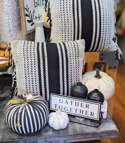 black and white fall home decor