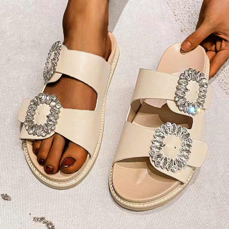 Belifi Buckle Rhinestone Sandals