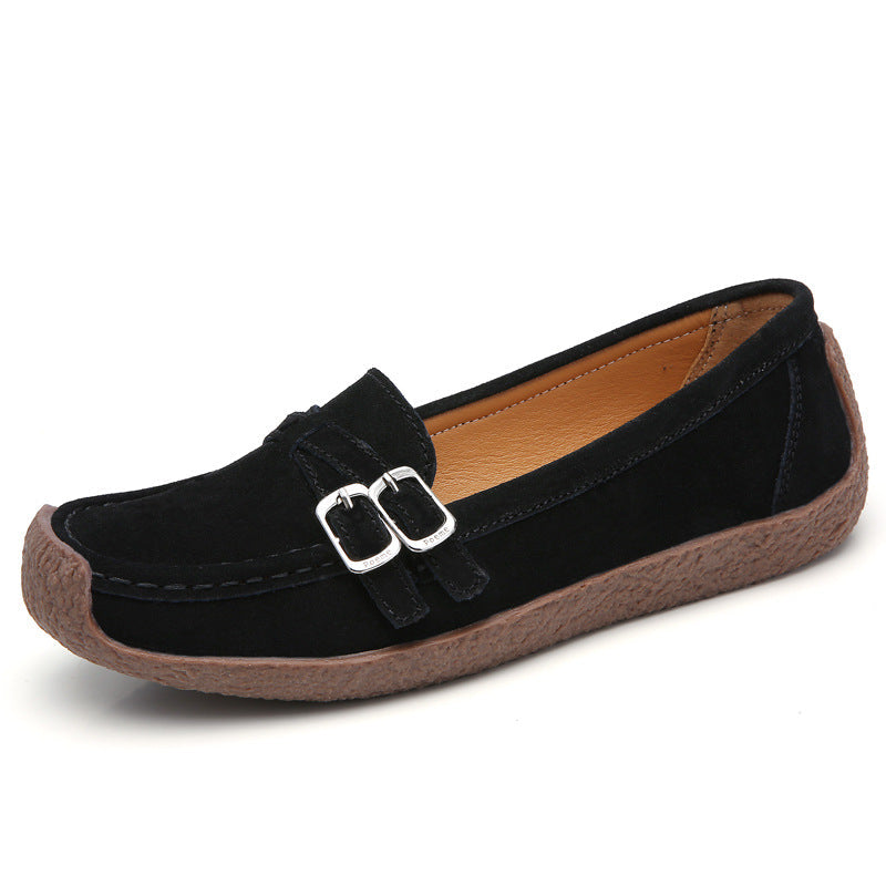 Belifi Leather Flat-bottomed Casual Shoes