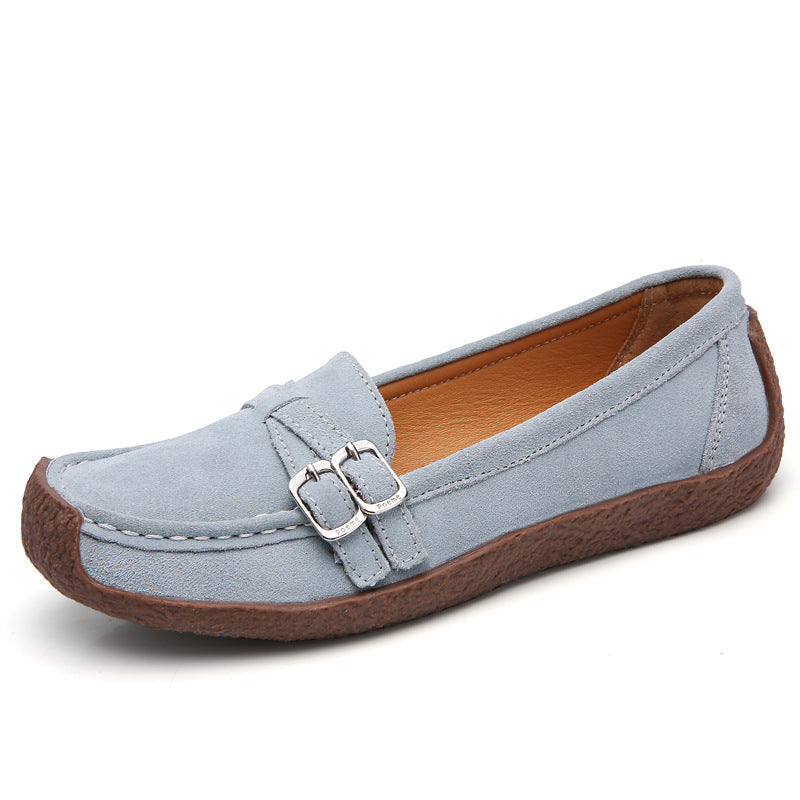 Belifi Leather Flat-bottomed Casual Shoes