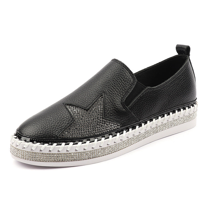 Belifi Fashion Rhinestone Casual Flat Bottom Shoe