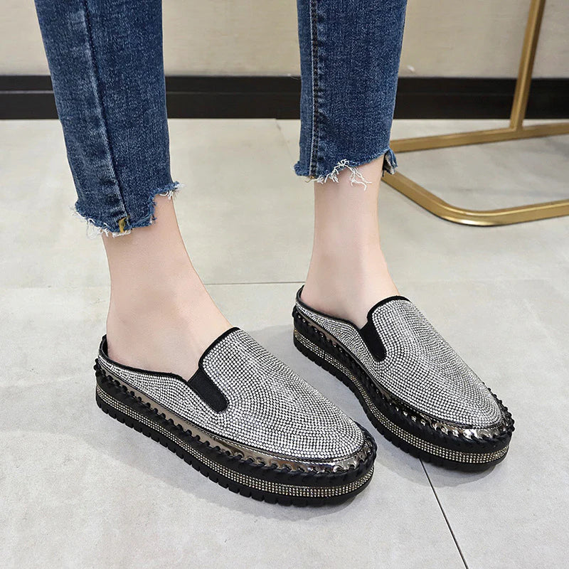 Belifi Half Slippers Spring Rhinestone Shoes